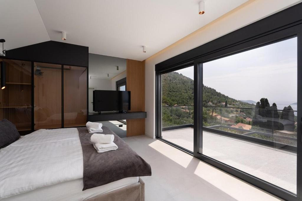 Bedroom with mountain view